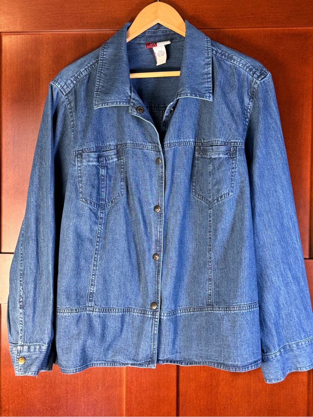 JM Woman Jennifer Moore Denim Shirt Jacket 22W Plus Size Cotton Snap Front